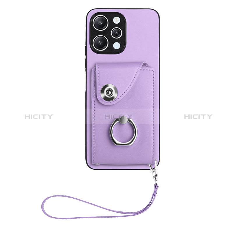 Coque Silicone Gel Motif Cuir Housse Etui BF1 pour Xiaomi Poco M6 Pro 5G Violet Plus