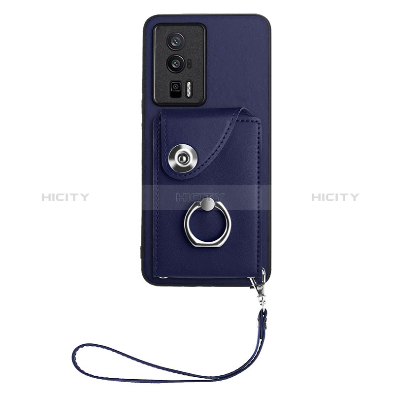 Coque Silicone Gel Motif Cuir Housse Etui BF1 pour Xiaomi Redmi K60 5G Bleu Plus