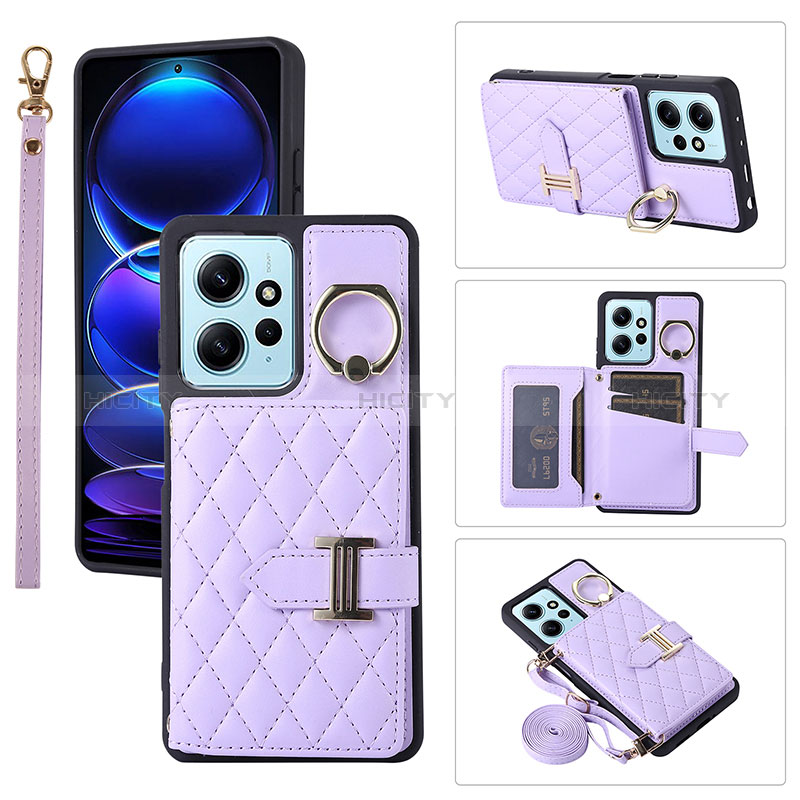 Coque Silicone Gel Motif Cuir Housse Etui BF1 pour Xiaomi Redmi Note 12 4G Violet Clair Plus