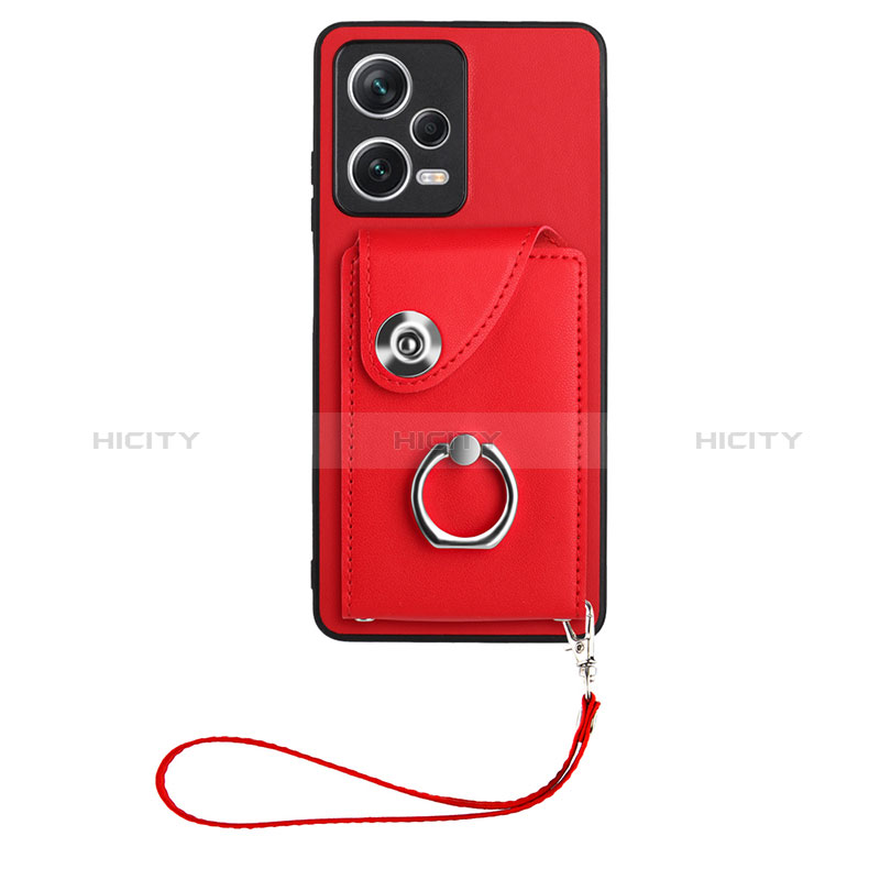 Coque Silicone Gel Motif Cuir Housse Etui BF1 pour Xiaomi Redmi Note 12 5G Rouge Plus