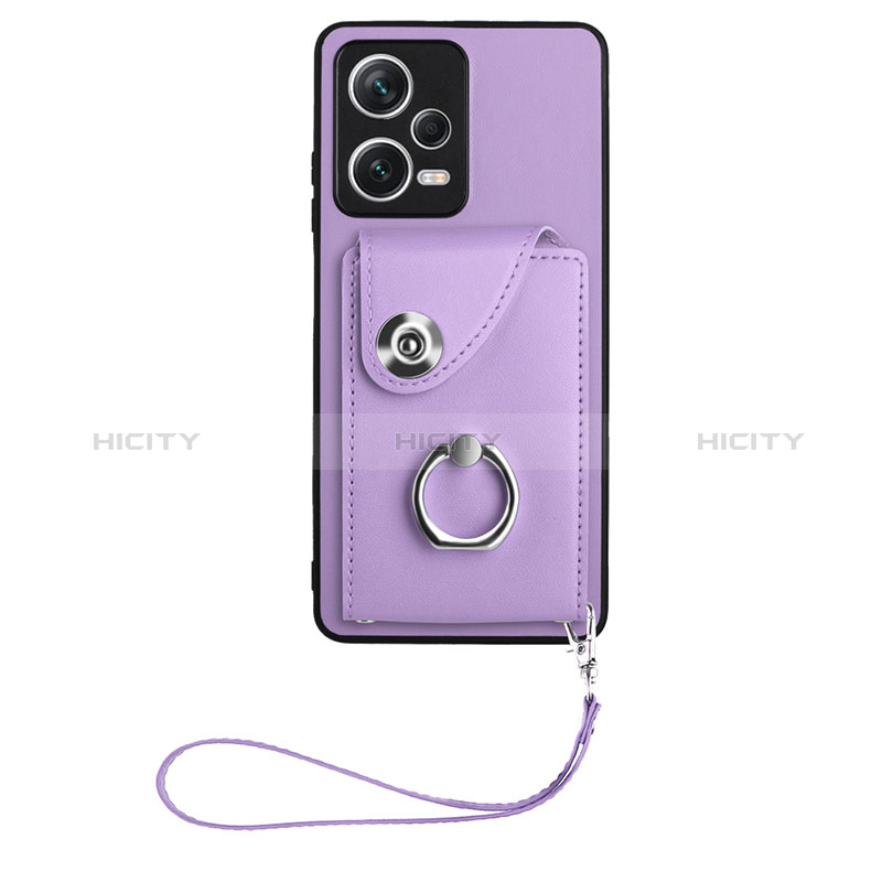 Coque Silicone Gel Motif Cuir Housse Etui BF1 pour Xiaomi Redmi Note 12 Explorer Violet Plus