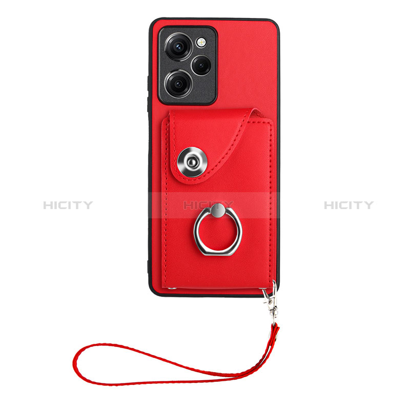 Coque Silicone Gel Motif Cuir Housse Etui BF1 pour Xiaomi Redmi Note 12 Pro Speed 5G Rouge Plus