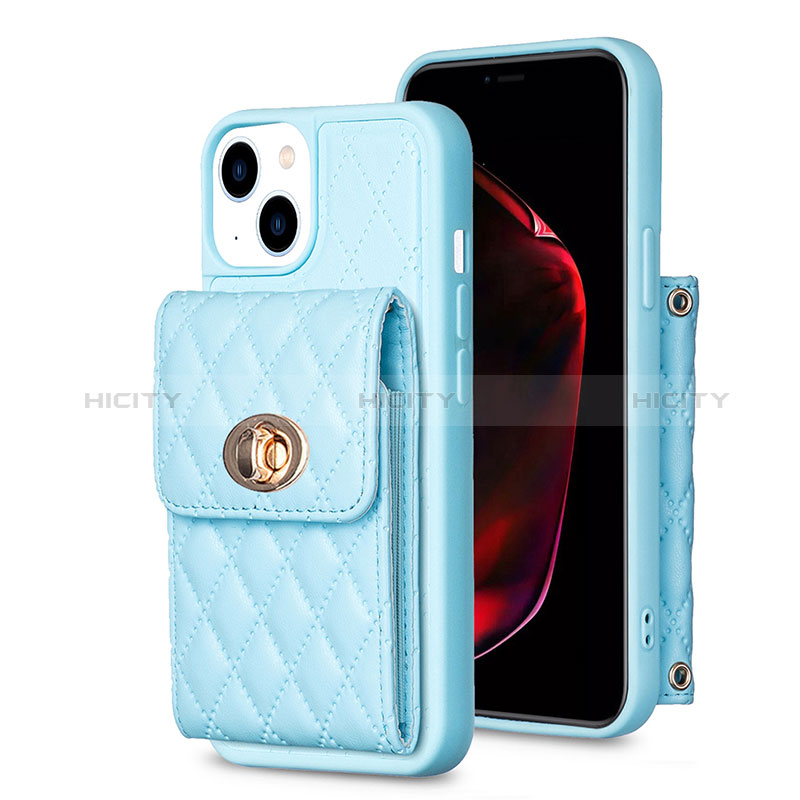 Coque Silicone Gel Motif Cuir Housse Etui BF2 pour Apple iPhone 13 Bleu Plus