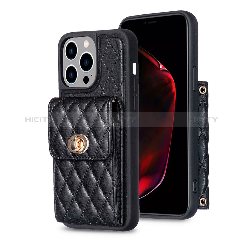 Coque Silicone Gel Motif Cuir Housse Etui BF2 pour Apple iPhone 14 Pro Max Noir Plus