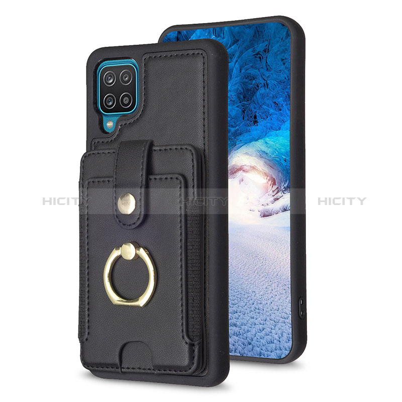 Coque Silicone Gel Motif Cuir Housse Etui BF2 pour Samsung Galaxy A12 5G Noir Plus