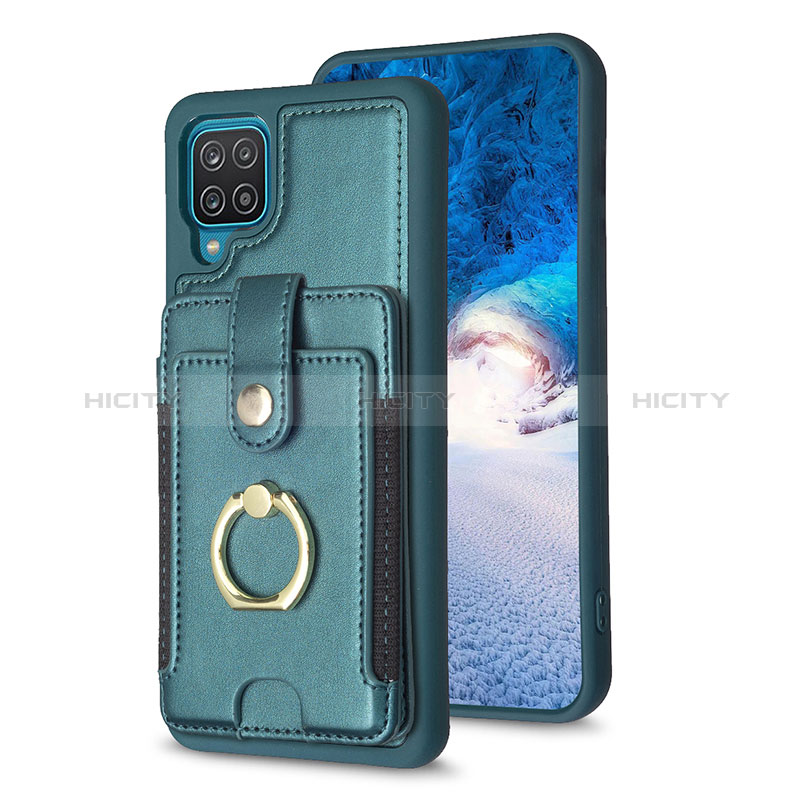 Coque Silicone Gel Motif Cuir Housse Etui BF2 pour Samsung Galaxy A12 5G Vert Plus