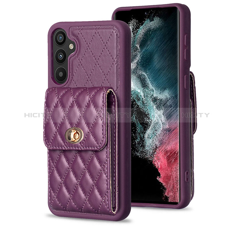 Coque Silicone Gel Motif Cuir Housse Etui BF2 pour Samsung Galaxy A34 5G Violet Plus