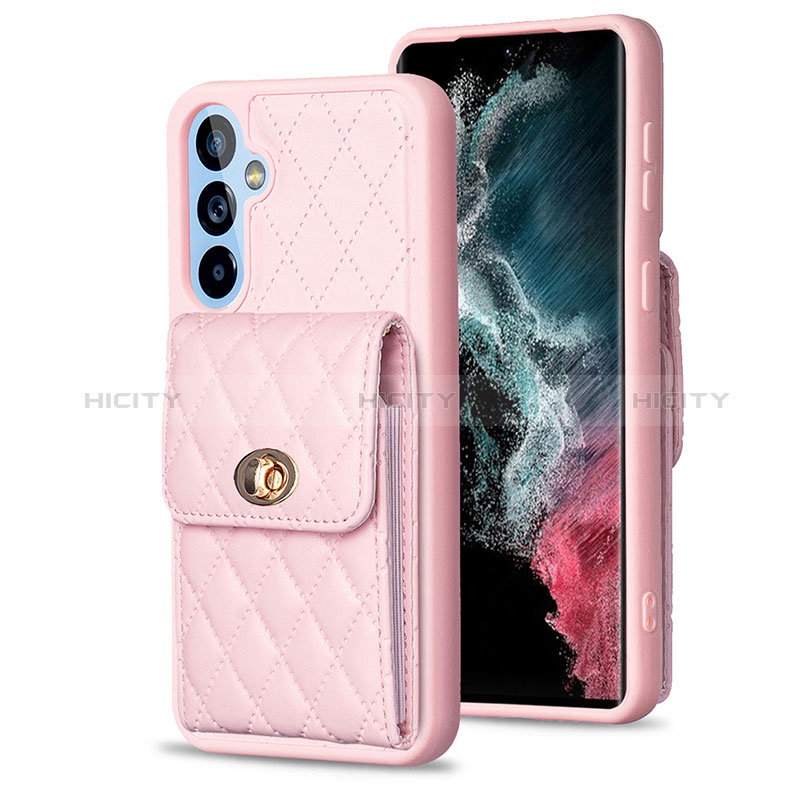 Coque Silicone Gel Motif Cuir Housse Etui BF2 pour Samsung Galaxy A54 5G Or Rose Plus