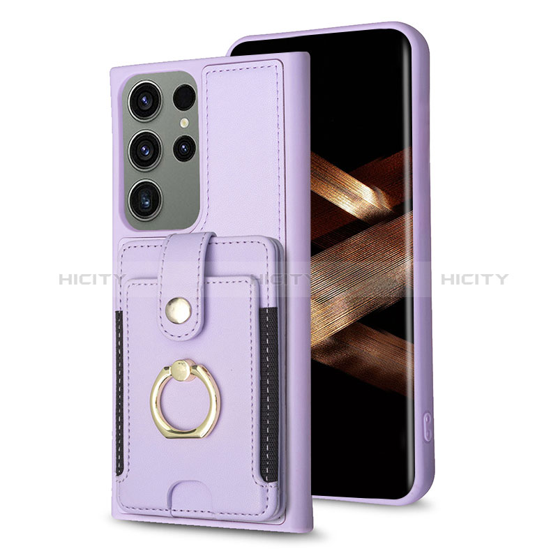 Coque Silicone Gel Motif Cuir Housse Etui BF2 pour Samsung Galaxy S24 Ultra 5G Violet Clair Plus