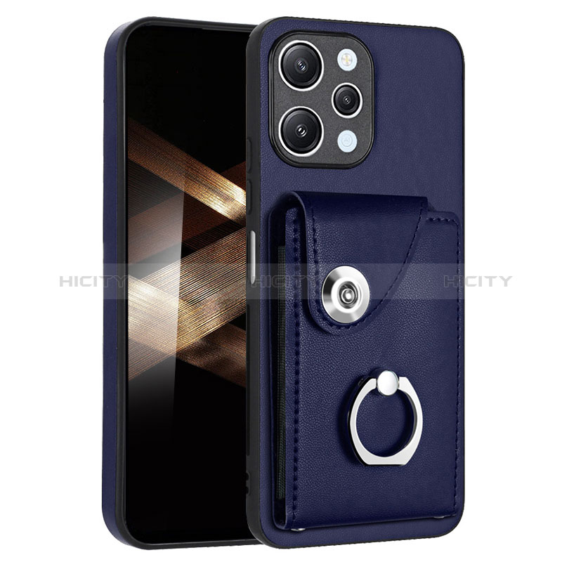 Coque Silicone Gel Motif Cuir Housse Etui BF2 pour Xiaomi Poco M6 Pro 5G Bleu Plus