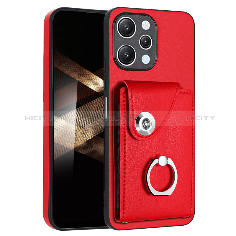 Coque Silicone Gel Motif Cuir Housse Etui BF2 pour Xiaomi Poco M6 Pro 5G Rouge Plus