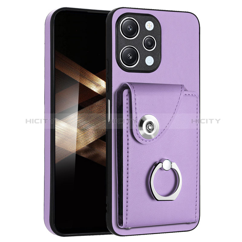 Coque Silicone Gel Motif Cuir Housse Etui BF2 pour Xiaomi Poco M6 Pro 5G Violet Plus