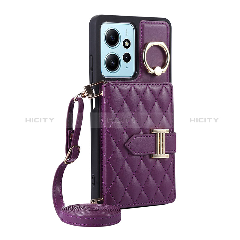 Coque Silicone Gel Motif Cuir Housse Etui BF2 pour Xiaomi Redmi Note 12 4G Violet Plus