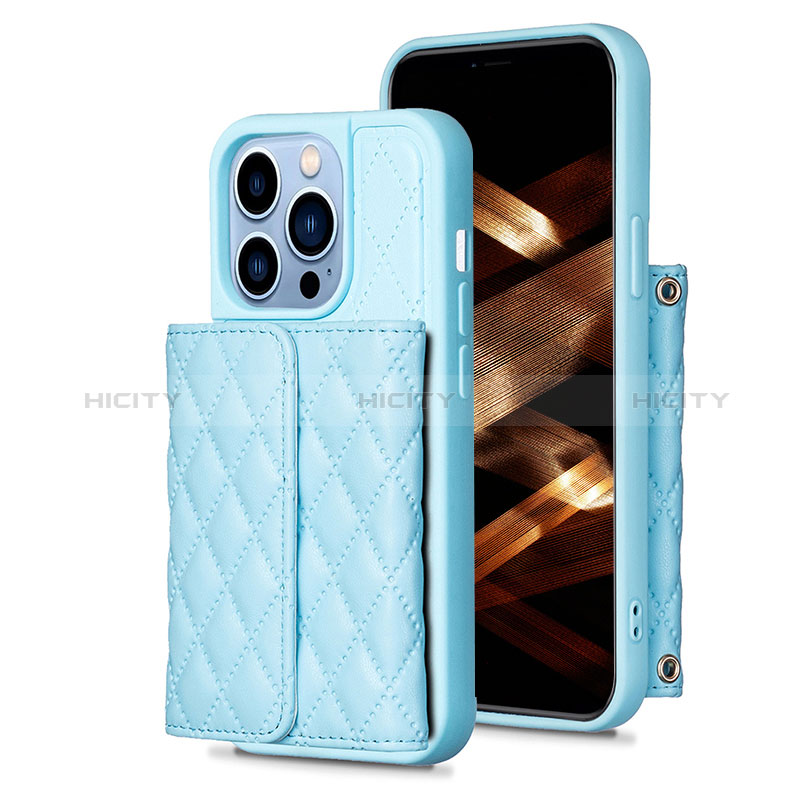 Coque Silicone Gel Motif Cuir Housse Etui BF3 pour Apple iPhone 13 Pro Bleu Plus