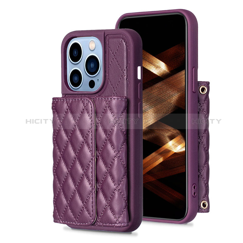 Coque Silicone Gel Motif Cuir Housse Etui BF3 pour Apple iPhone 16 Pro Max Violet Plus