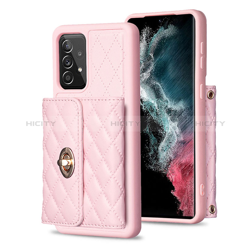 Coque Silicone Gel Motif Cuir Housse Etui BF3 pour Samsung Galaxy A52 4G Or Rose Plus