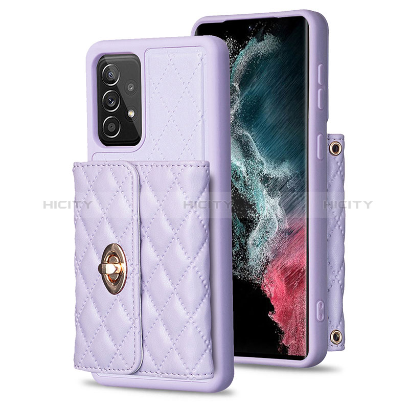 Coque Silicone Gel Motif Cuir Housse Etui BF3 pour Samsung Galaxy A52s 5G Violet Clair Plus