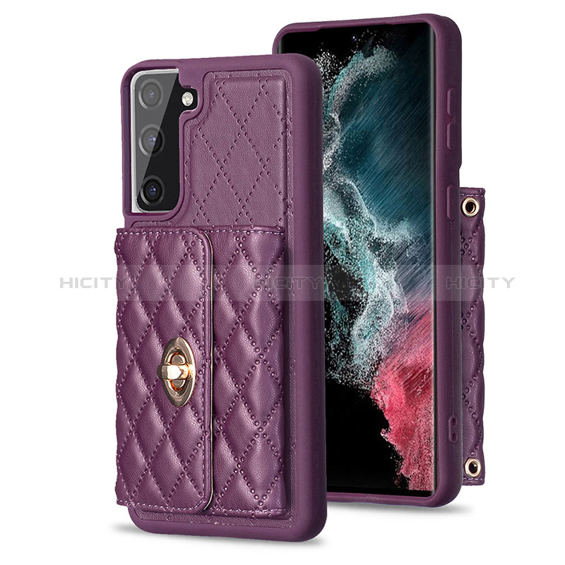 Coque Silicone Gel Motif Cuir Housse Etui BF3 pour Samsung Galaxy S21 FE 5G Violet Plus