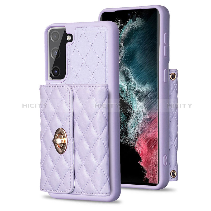 Coque Silicone Gel Motif Cuir Housse Etui BF3 pour Samsung Galaxy S21 FE 5G Violet Clair Plus