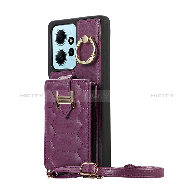 Coque Silicone Gel Motif Cuir Housse Etui BF3 pour Xiaomi Redmi Note 12 4G Violet Plus