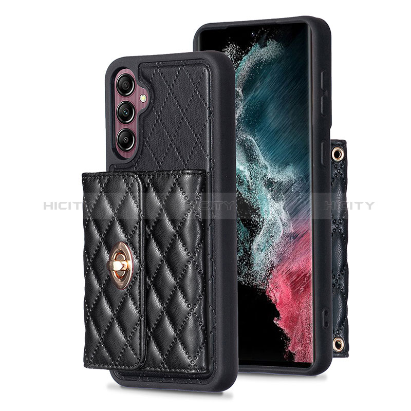 Coque Silicone Gel Motif Cuir Housse Etui BF4 pour Samsung Galaxy A14 4G Noir Plus