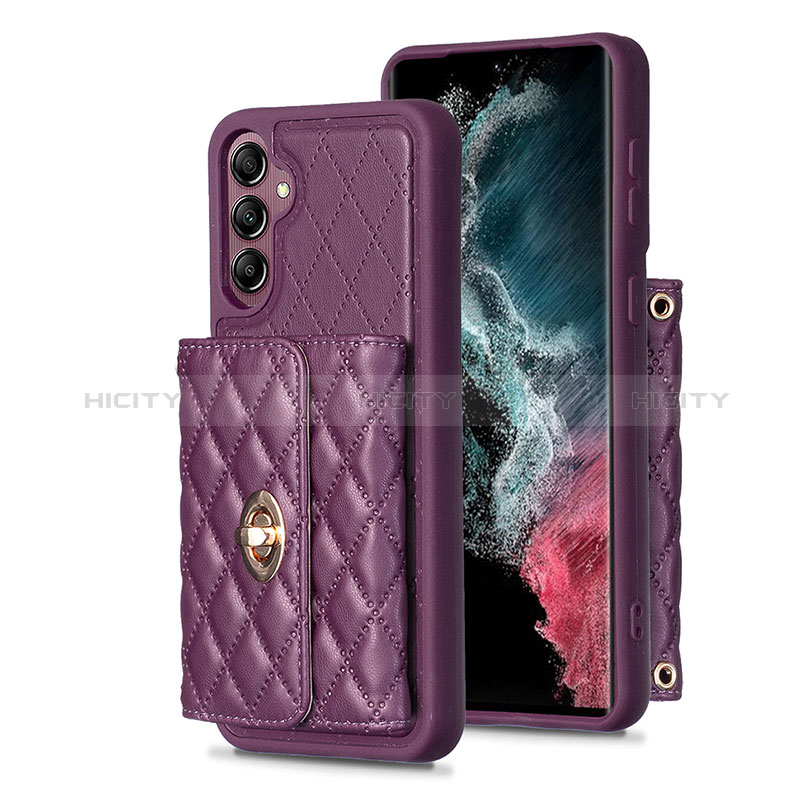 Coque Silicone Gel Motif Cuir Housse Etui BF4 pour Samsung Galaxy A14 4G Violet Plus