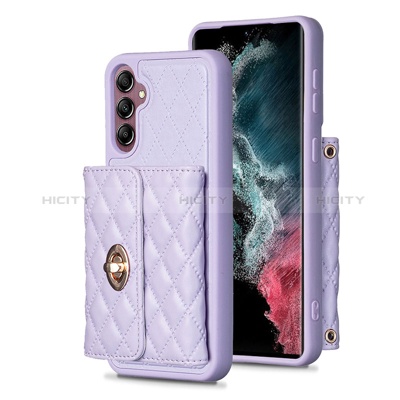 Coque Silicone Gel Motif Cuir Housse Etui BF4 pour Samsung Galaxy A14 4G Violet Clair Plus