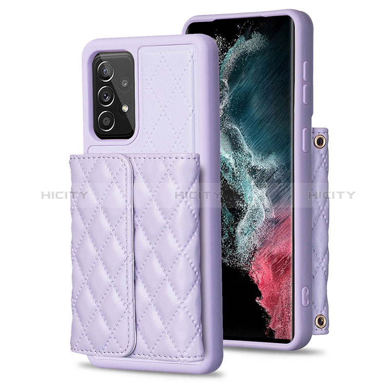 Coque Silicone Gel Motif Cuir Housse Etui BF4 pour Samsung Galaxy A52 4G Violet Clair Plus