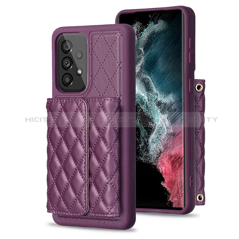 Coque Silicone Gel Motif Cuir Housse Etui BF4 pour Samsung Galaxy A53 5G Violet Plus