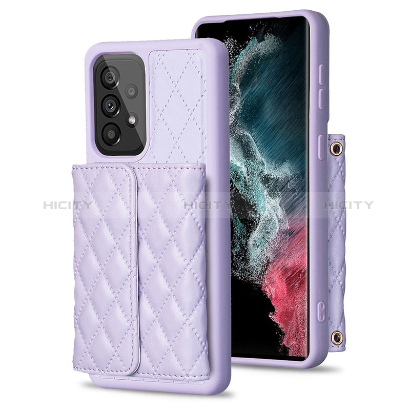 Coque Silicone Gel Motif Cuir Housse Etui BF4 pour Samsung Galaxy A53 5G Violet Clair Plus