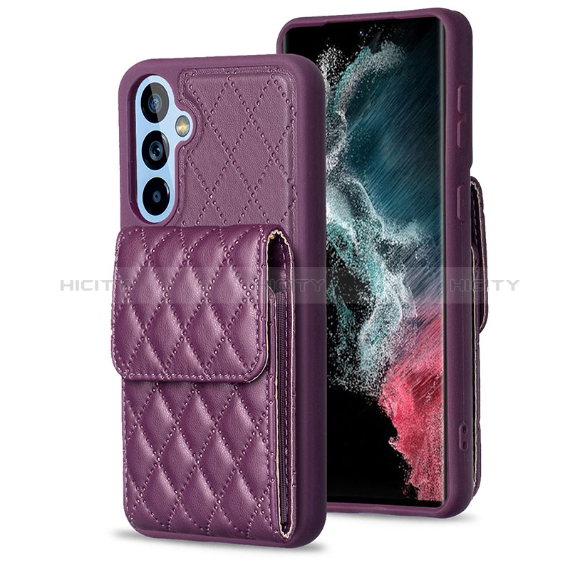 Coque Silicone Gel Motif Cuir Housse Etui BF4 pour Samsung Galaxy Quantum4 5G Violet Plus