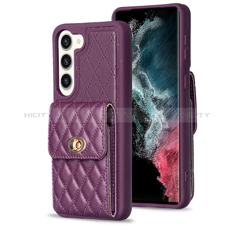 Coque Silicone Gel Motif Cuir Housse Etui BF4 pour Samsung Galaxy S22 Plus 5G Violet Plus