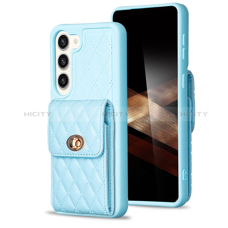 Coque Silicone Gel Motif Cuir Housse Etui BF4 pour Samsung Galaxy S24 5G Bleu Clair Plus