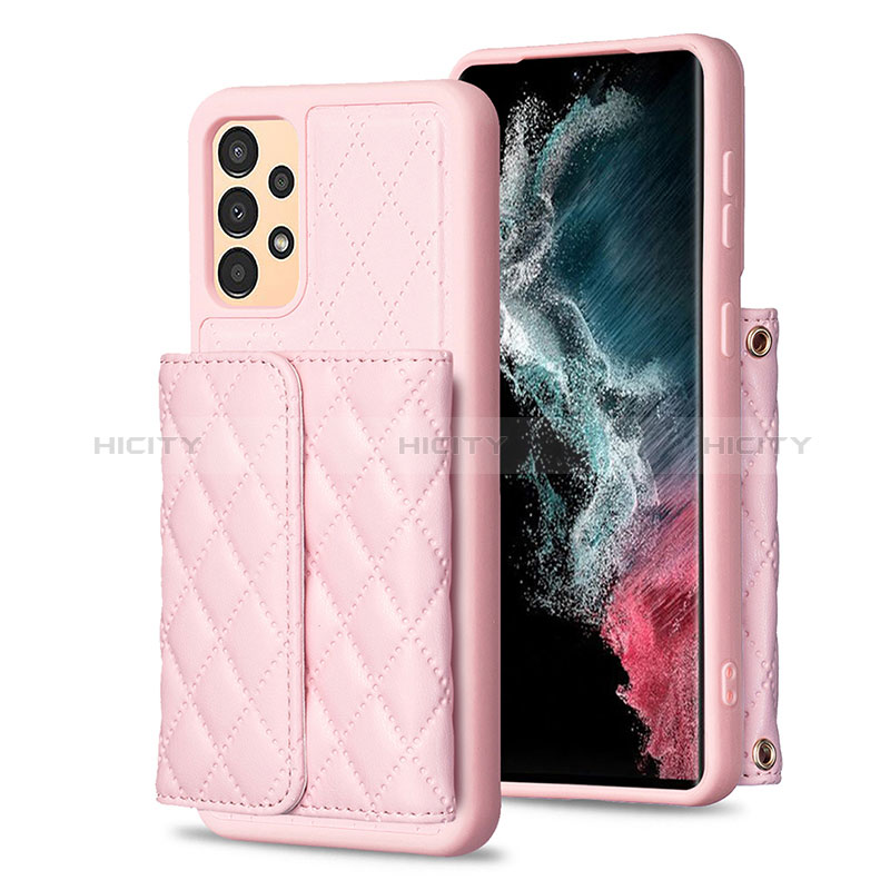 Coque Silicone Gel Motif Cuir Housse Etui BF5 pour Samsung Galaxy A13 4G Or Rose Plus