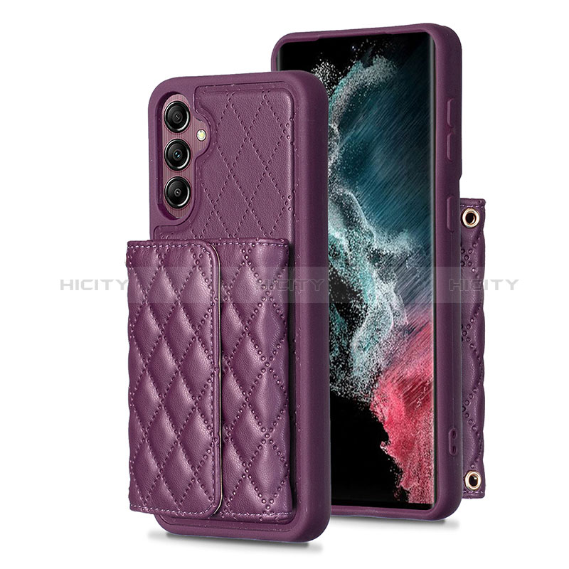 Coque Silicone Gel Motif Cuir Housse Etui BF5 pour Samsung Galaxy A14 5G Violet Plus