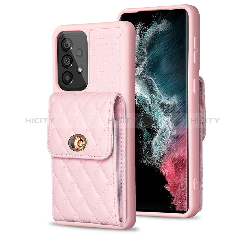 Coque Silicone Gel Motif Cuir Housse Etui BF5 pour Samsung Galaxy A53 5G Or Rose Plus