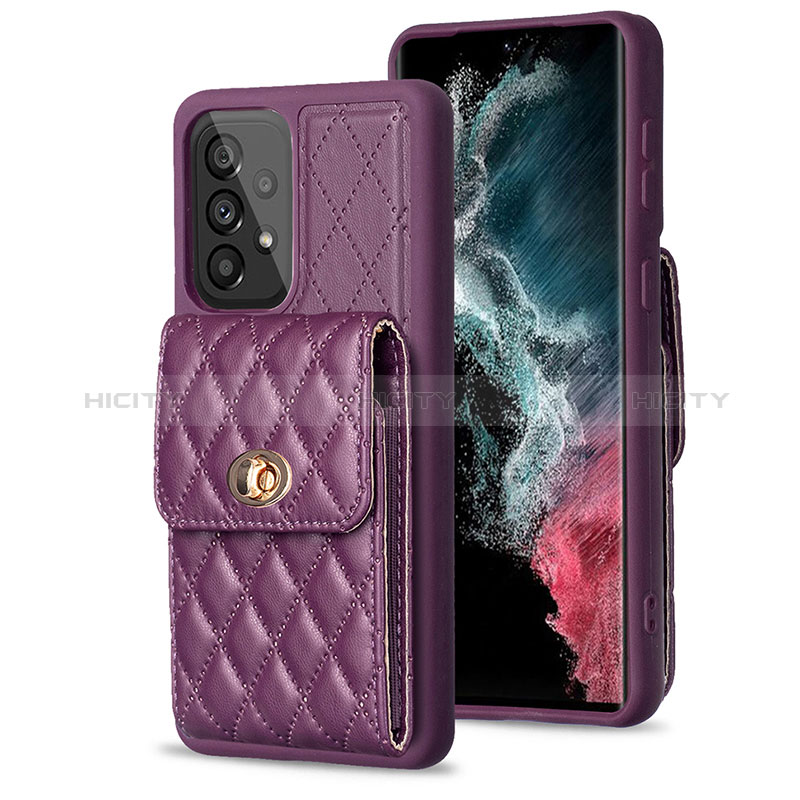 Coque Silicone Gel Motif Cuir Housse Etui BF5 pour Samsung Galaxy A53 5G Violet Plus