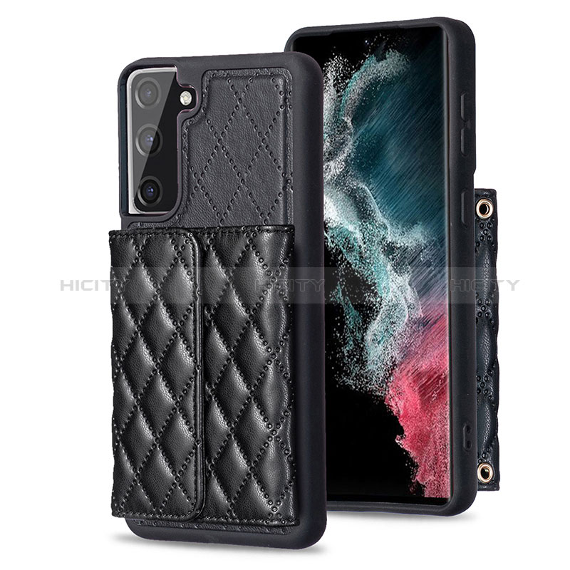 Coque Silicone Gel Motif Cuir Housse Etui BF5 pour Samsung Galaxy S21 FE 5G Noir Plus