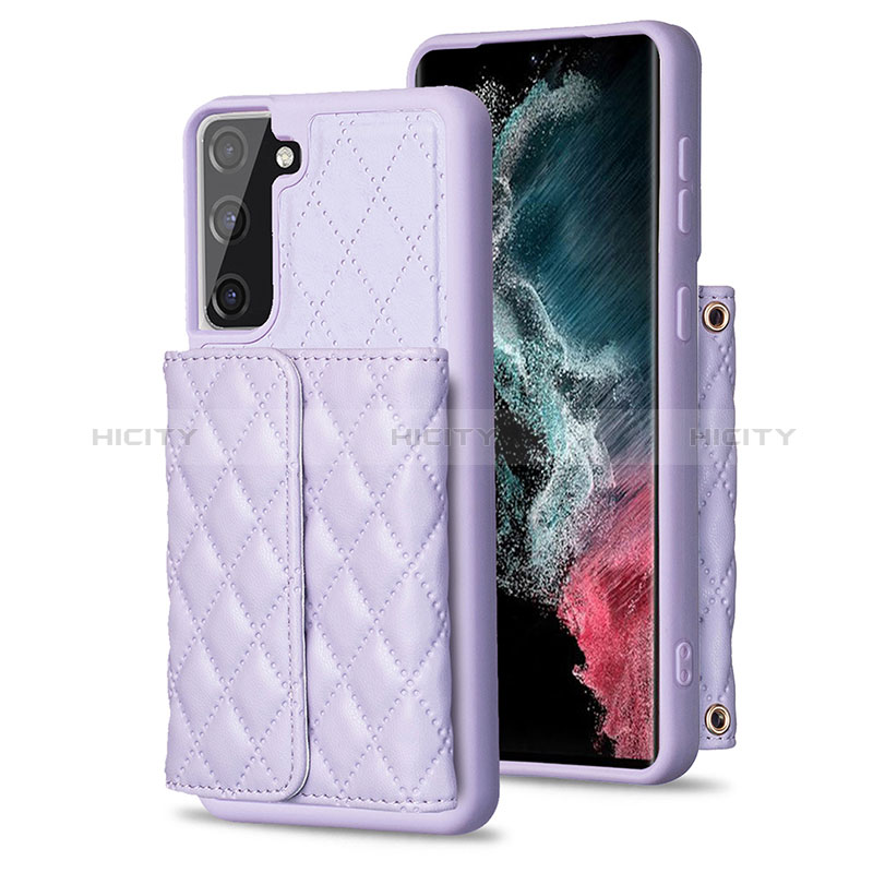 Coque Silicone Gel Motif Cuir Housse Etui BF5 pour Samsung Galaxy S21 FE 5G Violet Clair Plus