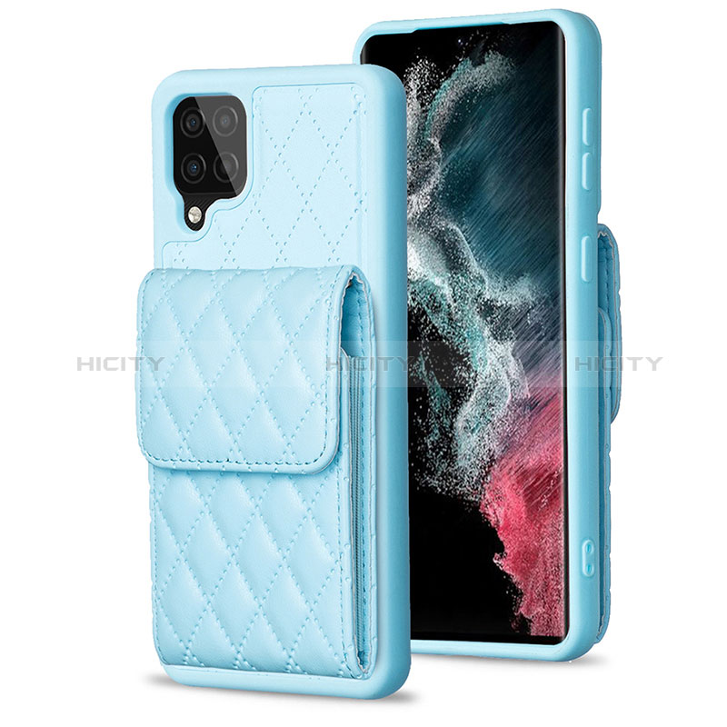 Coque Silicone Gel Motif Cuir Housse Etui BF6 pour Samsung Galaxy A12 5G Bleu Ciel Plus