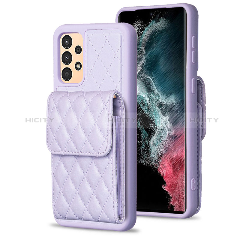 Coque Silicone Gel Motif Cuir Housse Etui BF6 pour Samsung Galaxy A13 4G Violet Clair Plus