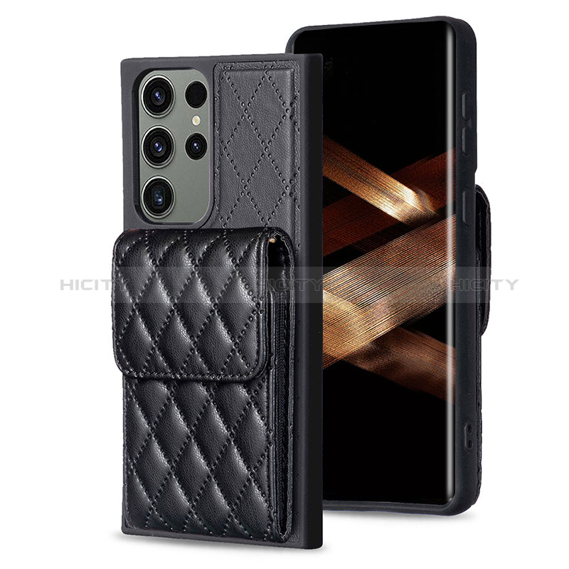 Coque Silicone Gel Motif Cuir Housse Etui BF6 pour Samsung Galaxy S24 Ultra 5G Noir Plus