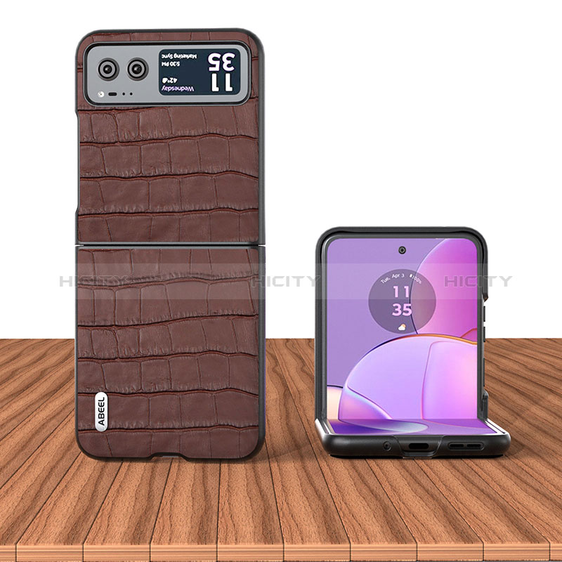 Coque Silicone Gel Motif Cuir Housse Etui BH10 pour Motorola Moto Razr 40 5G Marron Plus