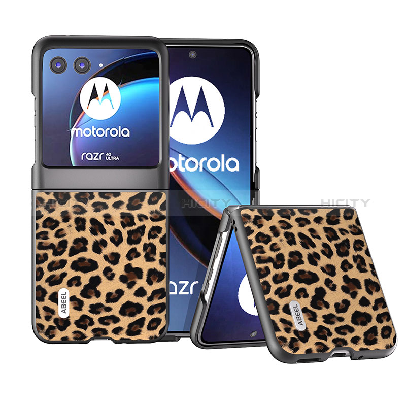 Coque Silicone Gel Motif Cuir Housse Etui BH2 pour Motorola Moto Razr 40 Ultra 5G Brun Clair Plus