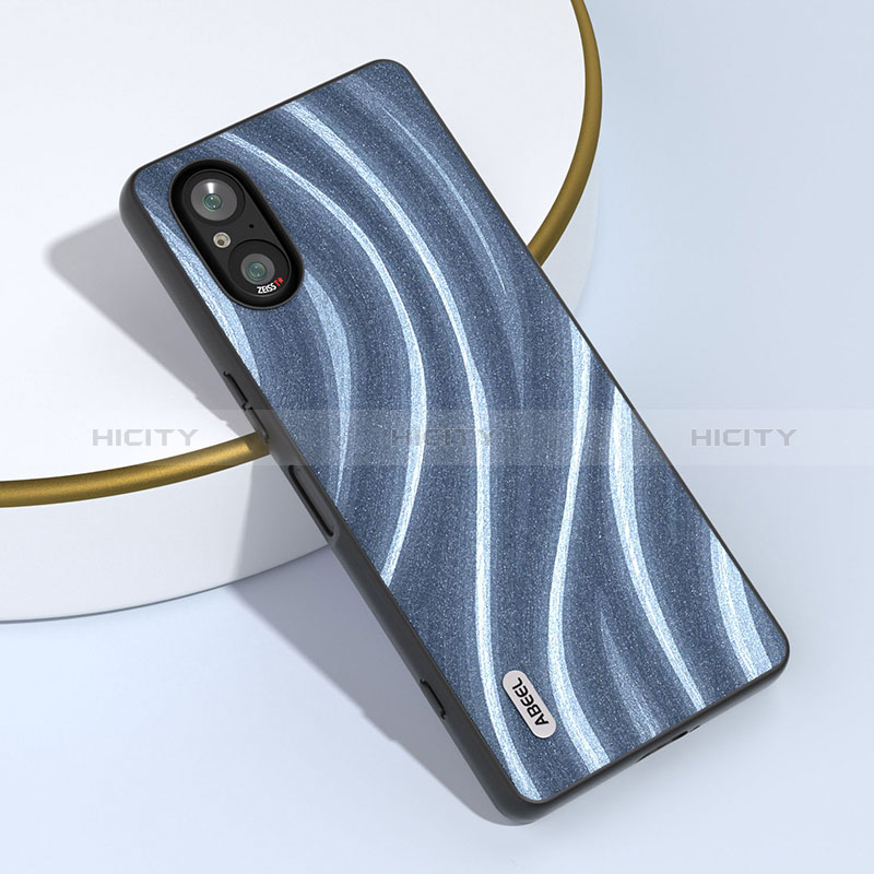 Coque Silicone Gel Motif Cuir Housse Etui BH2 pour Sony Xperia 5 V Bleu Plus