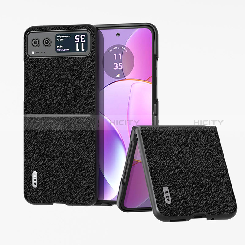 Coque Silicone Gel Motif Cuir Housse Etui BH3 pour Motorola Moto Razr 40 5G Noir Plus