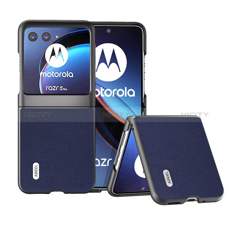 Coque Silicone Gel Motif Cuir Housse Etui BH3 pour Motorola Moto Razr 40 Ultra 5G Bleu Plus