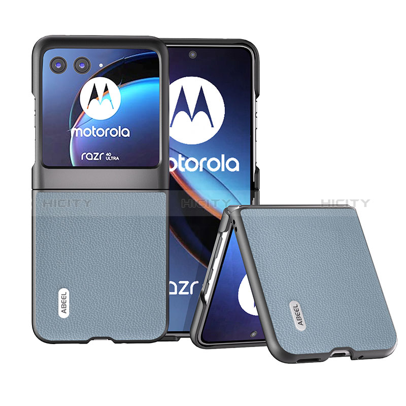 Coque Silicone Gel Motif Cuir Housse Etui BH3 pour Motorola Moto Razr 40 Ultra 5G Bleu Ciel Plus