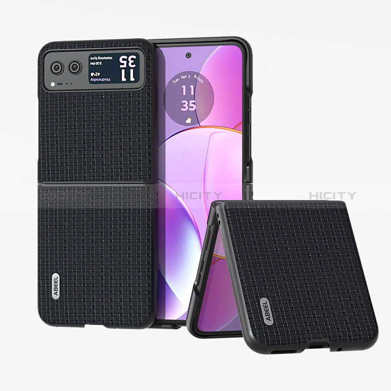 Coque Silicone Gel Motif Cuir Housse Etui BH4 pour Motorola Moto Razr 40 5G Noir Plus