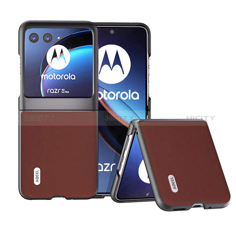 Coque Silicone Gel Motif Cuir Housse Etui BH5 pour Motorola Moto Razr 40 Ultra 5G Marron Plus